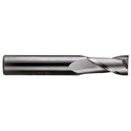 Melin Tool 14034 Square End Mill: 0.3750" Dia, 1" LOC, 0.375" Shank Dia, 2.5" OAL, 2 Flutes, Solid Carbide Bright/Uncoated