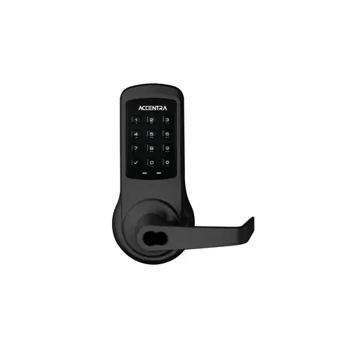 Yale Security Inc B-AU-NTB613-NR-BSP NexTouch Pushbutton Keypad Bored Lock, Augusta Lever, No Radio - Standalone, SFIC - Best Prep, Less Core, Grade 1, Weather Resistant, Black Suede Powder Coat BSP/622/US19