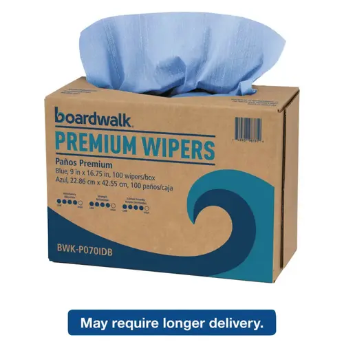BOARDWALK P070IDB Hydrospun Wipers, Blue, 9 x 16 3/4, 10 Pack Dispensers of 100
