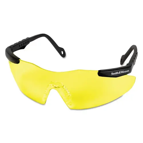 SMITH & WESSON 19828 Magnum  3G Safety Glasses, Amber Polycarbonate Lens, Uncoated, Black, Nylon, Small