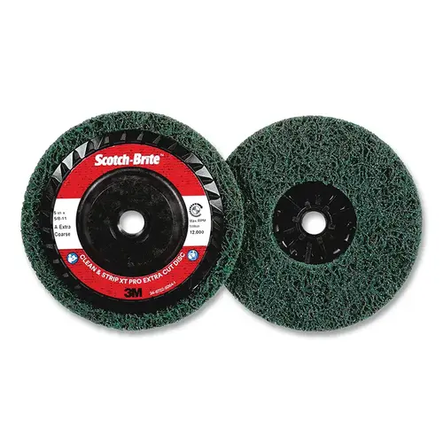 Scotch-Brite 638060-29936 Clean and Strip XT Pro and XT Pro Extra Cut Disc, 5 in dia, 12000 RPM, Aluminum Oxide Green