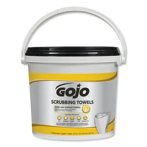 GOJO 6398-02 Scrubbing Wipes, Citrus, Bucket, 170 Wipes