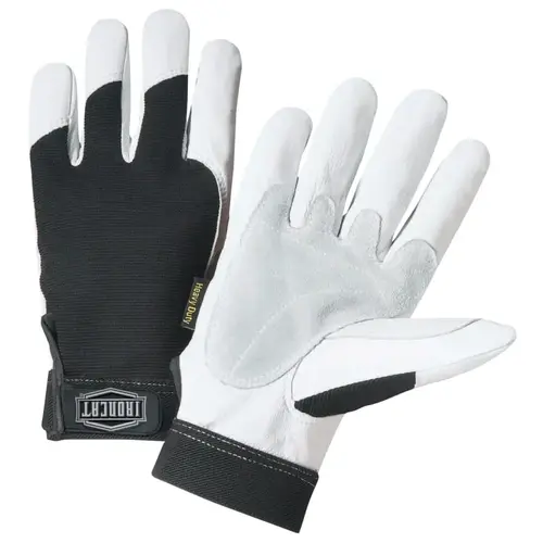 IRONCAT 86552/XL Heavy Duty Goatskin Gloves, X-Large, White; Black, Elastic, Kevlar
