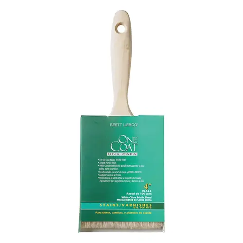 Bestt-Liebco 996840400 One Coat  Trim/Wall White China Brush, 7/8 in Thick, 4 in W, Beavertail Style/Sanded Wood Handle