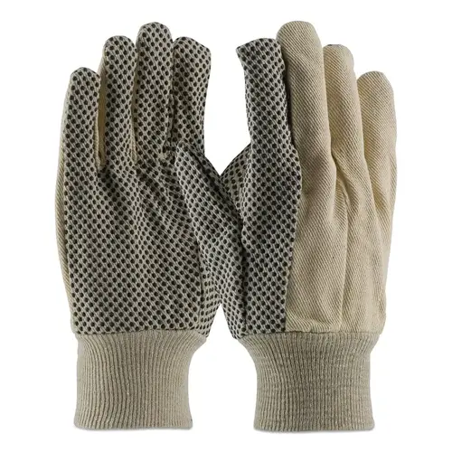 Anchor Industries 1000 Premium Grade Canvas Dotted Gloves, 10 oz Cotton, Mens, White/Black