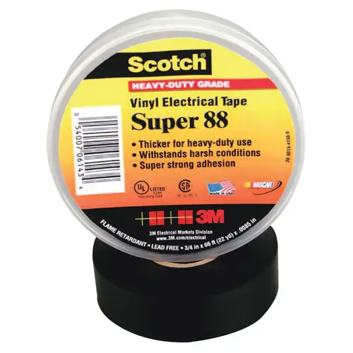 SCOTCH 103561 Super 88 Vinyl Electrical Tape, 2 in x 36 yd, Black