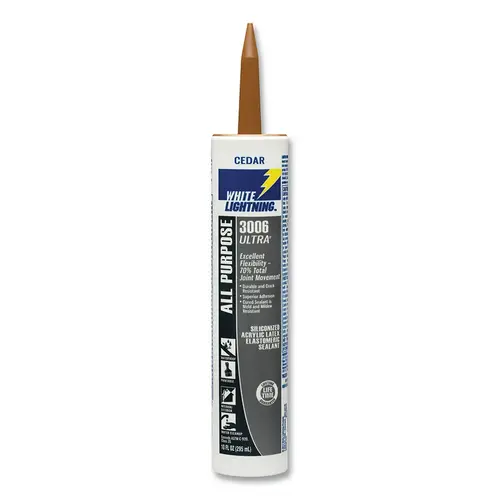White Lightning W11006010 3006 Ultra All Purpose Elastomeric Sealant, 10 oz, Cartridge, Cedar