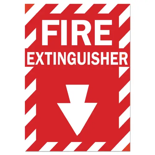Brady 86091 Health & Safety Signs, FIRE EXTINGUISHER, Polyester Sticker White on Red