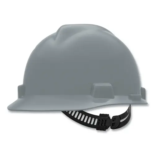 MSA 484340 V-Gard Slotted Hard Hat Cap, Staz-On Suspension, Silver