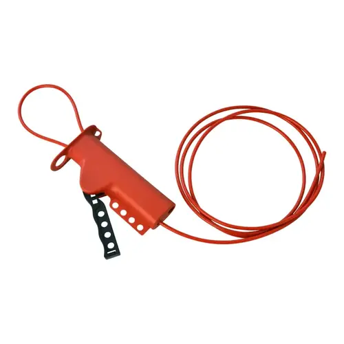 Brady 50943 All Purpose Lockouts with Sheathed Metal Cables, 0.281" Dia. Shackle, 8 ft Cable Red
