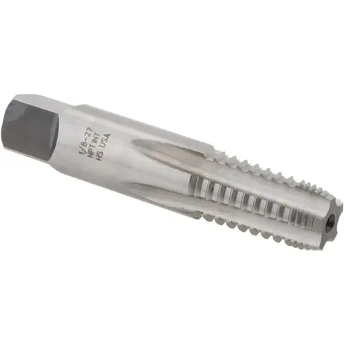 Cle-Force C69326 Interrupted Thread Pipe Taps; Thread Size (Inch): 1/8-27 in; Thread Standard: NPT; Material: High Speed Steel; Number of Flutes: 5.0; Threads Per Inch: 27; Square Length: 9.52 mm; 0.375 in; Projection: 0.312 in; Finish: Bright; Overall Length (Inch): 2-1/