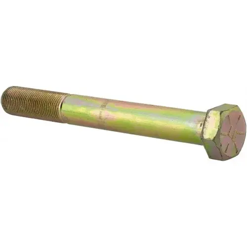 MSC 454815BR Hex Head Cap Screw: 7/8-14 x 7-1/2", Grade 8 Steel, Zinc Yellow Dichromate Finish