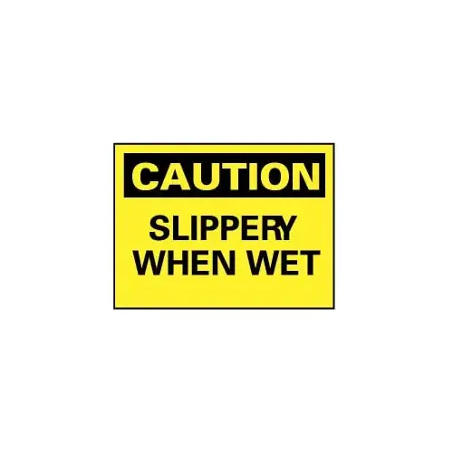 Sign: Rectangle, "Caution - Slippery When Wet"