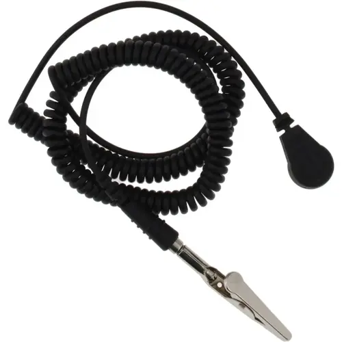 PRO-SAFE PS-10WSCC Grounding Cords; Cord Type: Coiled Cord ; Cord Length: 10.0ft ; Equipment Compatibility: Grounding Wrist Strap ; Color: Black ; Resistor: Yes ; Snap Fastener Size: 10