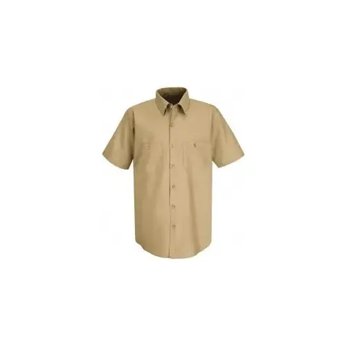 RedKap SP24KK SS 3XL Work Shirt: General Purpose, 3X-Large, Cotton, Khaki, 2 Pockets