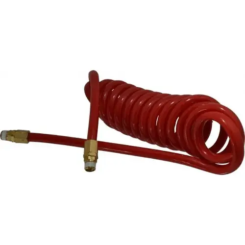 ProSource 5540012115PRO Coiled & Self Storing Hose: 1/2" ID, 15 ft Long, Male Swivel x Male Swivel