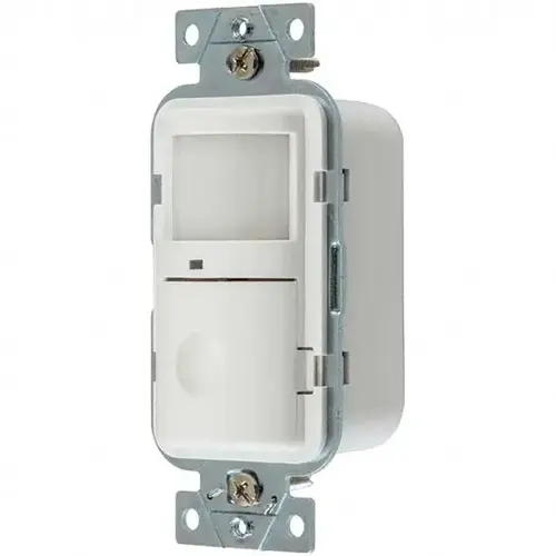 HUBBELL WIRING WS2000W Motion Sensing Wall Switches; Switch Type: Occupancy or Vacancy Sensor ; Sensor Type: Infrared ; Coverage (Sq. Ft.): 1200 ; Adjustment Type: Manual Delay ; Color: White ; Recommended Environment: Indoor