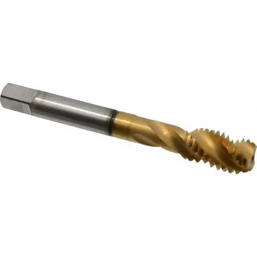 Guhring 63267611 Spiral Flute Tap: 7/16-14, UNC, 3 Flute, Modified Bottoming, 2B Class of Fit, Cobalt, TiN Finish