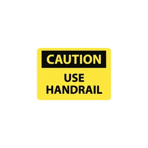 Accuform C191A Accident Prevention Sign: Rectangle, "Caution, USE HANDRAIL"