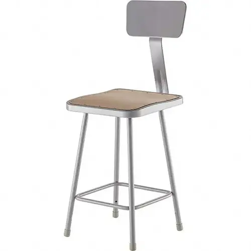 24 Inch High, Stationary Fixed Height Stool with Adjustable Height Backrest