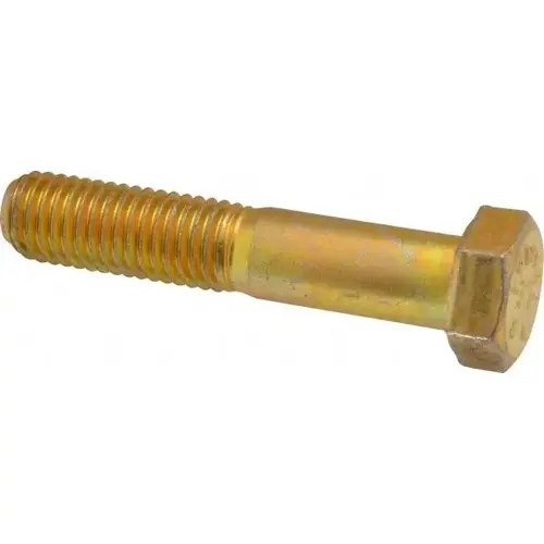 MSC 39154 Hex Head Cap Screw: 5/8-11 x 3-1/4", Grade 8 Steel, Zinc Yellow Dichromate Finish