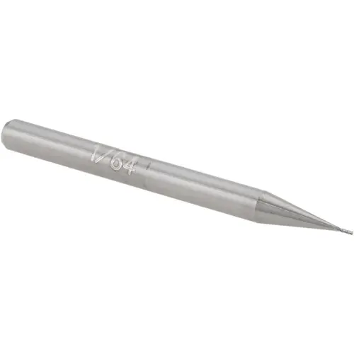 Accupro 14797337 Square End Mill: 1/64" Dia, 3/64" LOC, 4 Flutes, Solid Carbide Bright/Uncoated