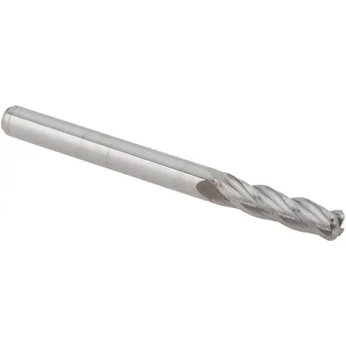 Accupro 12467966 Corner Radius End Mill: 1/8" Dia, 1/2" LOC, 0.0300" Radius, 4 Flute, Solid Carbide Bright/Uncoated