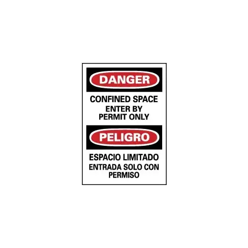 Accuform ESD162PB Accident Prevention Sign: Rectangle, "Danger, CONFINED SPACE ENTER BY PERMIT ONLY ESPACIO LIMITADO ENTRADA SOLO CON PERMISO"