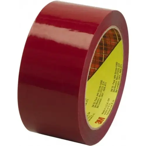 Packing Tape: 2" Wide, Red, Rubber Adhesive