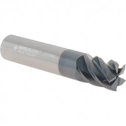 Square End Mill: 1/2" Dia, 5/8" LOC, 5 Flutes, Solid Carbide