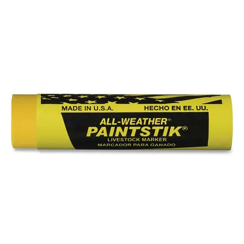 ALL-WEATHER 61021 Paintstik  Livestock Marker, 1 in dia, 4 in L, Yellow