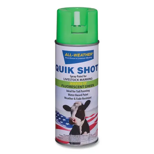 ALL-WEATHER 61116 QUIK SHOT Tail Paint Spray Marker, 12 oz, Fluorescent Green