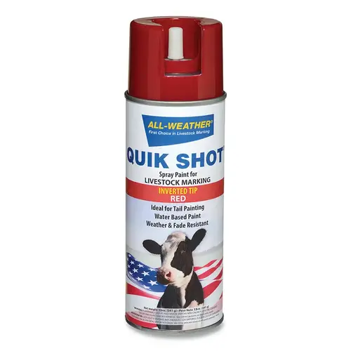 ALL-WEATHER 61191 QUIK SHOT Tail Paint Spray Marker, 12 oz, Red