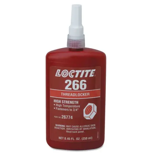 Loctite 232331 266 Threadlockers, High Strength/High Temperature, 250 mL, Up to 3/4 in Thread, Red-Orange