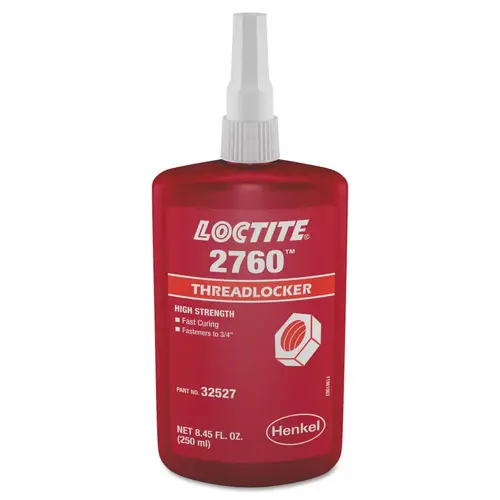 2760 Threadlockers, Primerless High Strength, 250 mL, Red