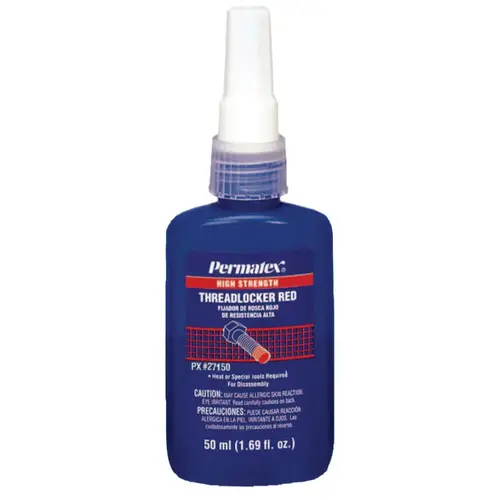 PERMATEX 27150 High Strength Red Threadlocker, 50 mL, 1 in Thread, Red, Liquid