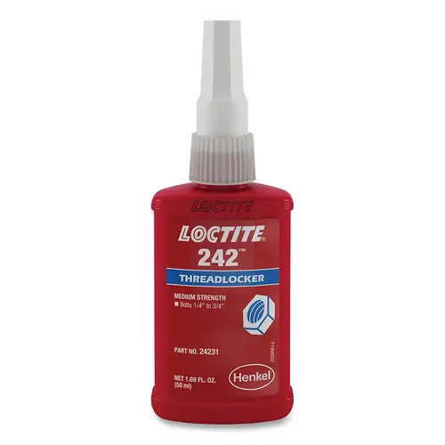 242 Threadlocker, Medium Strength, 50 mL, 1/4 in to 3/4 in Thread, Blue