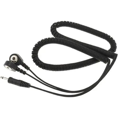 PRO-SAFE PS-10DUALWSCC Grounding Cords; Cord Type: Coiled Cord ; Cord Length: 10.0ft ; Equipment Compatibility: Grounding Wrist Strap ; Color: Black ; Resistor: No ; Snap Fastener Size: 10