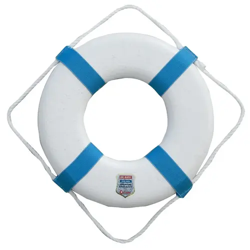 Cal-Jun Incorporated P-25 Life Ring 25" White Styrofoam- w/Blue Bands & Rope