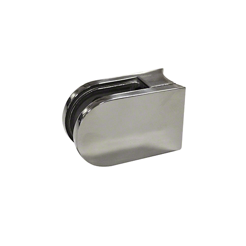 Polished Stainless Steel Large D-Shape 48.3mm Radius Back Glass Clamp - 63 x 45mm