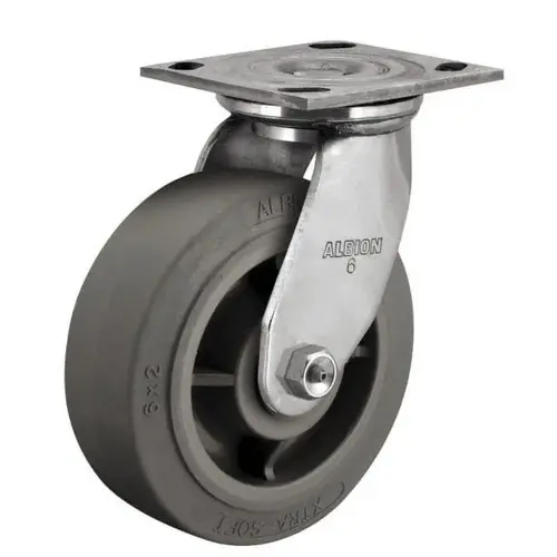 Albion 05XI04251S Swivel Top Plate Caster: Polyurethane, 4" Wheel Dia, 2" Wheel Width, 1,000 lb Capacity, 5-5/8" OAH
