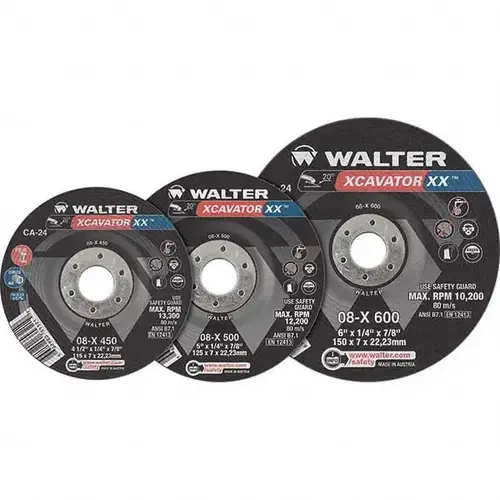 WALTER Surface Technologies 08X450 Depressed Grinding Wheel: Type 27, 4-1/2" Dia, 1/4" Thick, 7/8" Hole, Ceramic