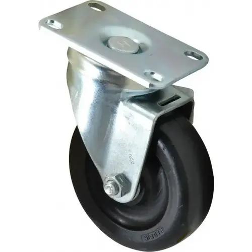 Albion 02PB04051S Swivel Top Plate Caster: Polyolefin, 4" Wheel Dia, 1-1/4" Wheel Width, 300 lb Capacity, 5-1/8" OAH