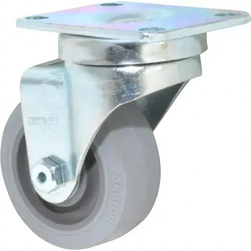 Albion 02XS03051S Swivel Top Plate Caster: Rubber, 3" Wheel Dia, 1-1/4" Wheel Width, 200 lb Capacity, 4-1/4" OAH
