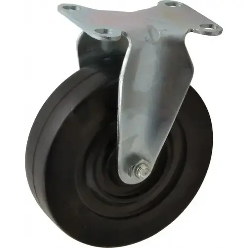 Albion 02RR05041R Rigid Top Plate Caster: Soft Rubber, 5" Wheel Dia, 1-1/4" Wheel Width, 175 lb Capacity, 6-3/16" OAH