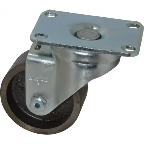 Albion 02CA03041S Swivel Top Plate Caster: Cast Iron, 3" Wheel Dia, 1-1/4" Wheel Width, 300 lb Capacity, 4-1/4" OAH