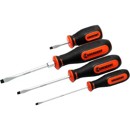 Crescent CSSET4PC Screwdriver Sets; Screwdriver Types Included: Slotted ; Container Type: Clamshell ; Tether Style: Not Tether Capable ; Number Of Pieces: 4 ; Insulated: No