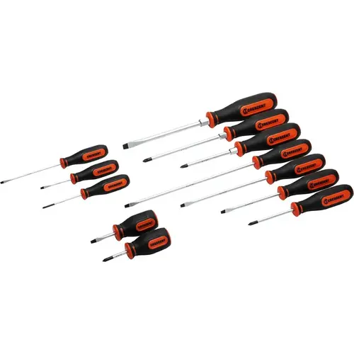 Crescent CSDS12PCSET Screwdriver Sets; Screwdriver Types Included: Phillips , Slotted ; Container Type: Clamshell ; Tether Style: Not Tether Capable ; Number Of Pieces: 12 ; Insulated: No