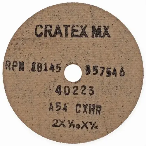 Cratex 40223 Fiber Disc: 2" Disc Dia, 1/4" Hole, 54 Grit, Aluminum Oxide