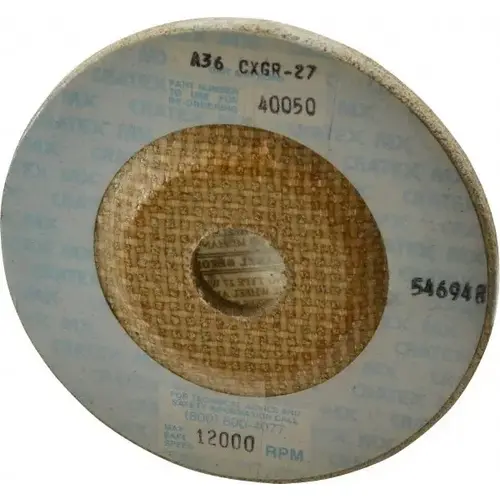 Cratex 40050 Depressed Center Wheel: Type 27, 4-1/2" Dia, Aluminum Oxide